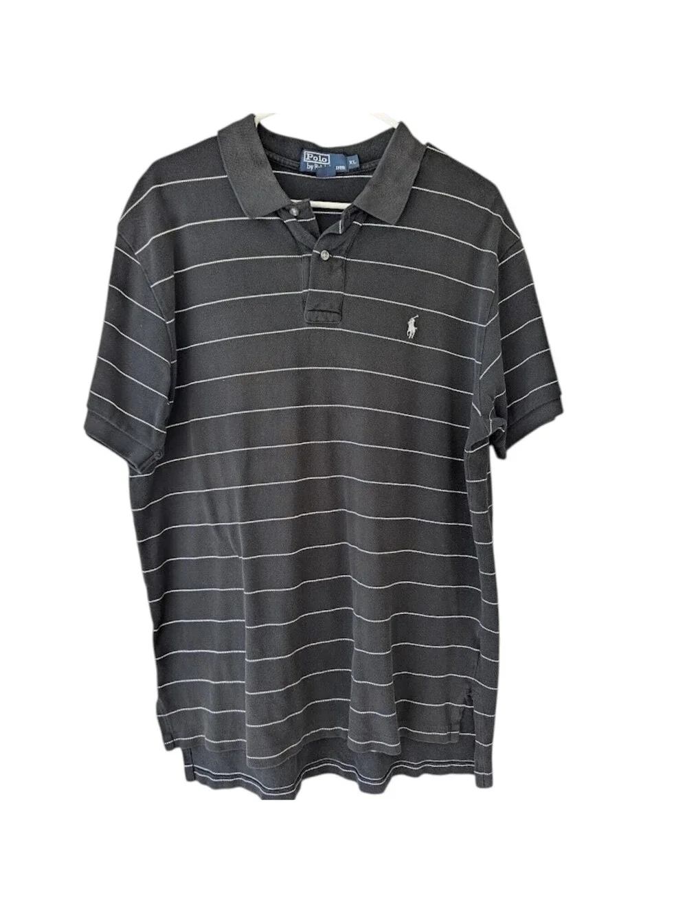Polo Ralph Lauren Polo Shirt Men XL Black Striped Single Stitch 23.5x29x31.5 PRL